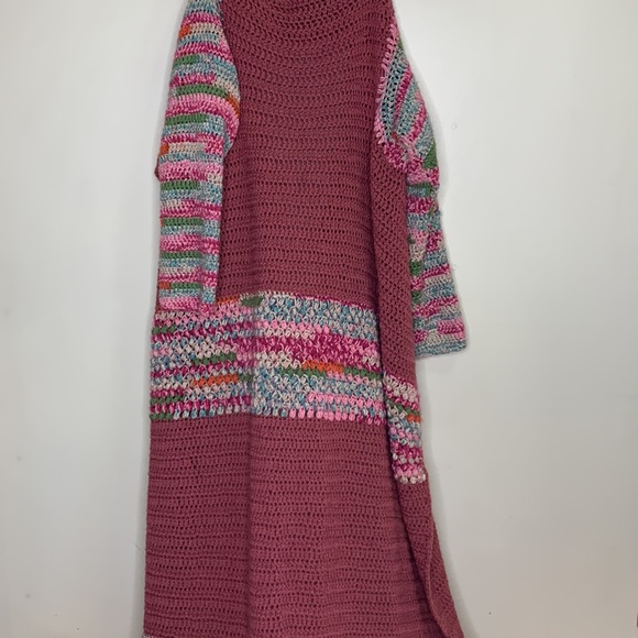 Handmade Knitted Long Sleeve Duster Cardigan | Recycled | Cozy Wrap | Grandma - Picture 6 of 13